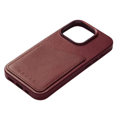 Mujjo Wallet Case iPhone 15 Pro Max Burgundy